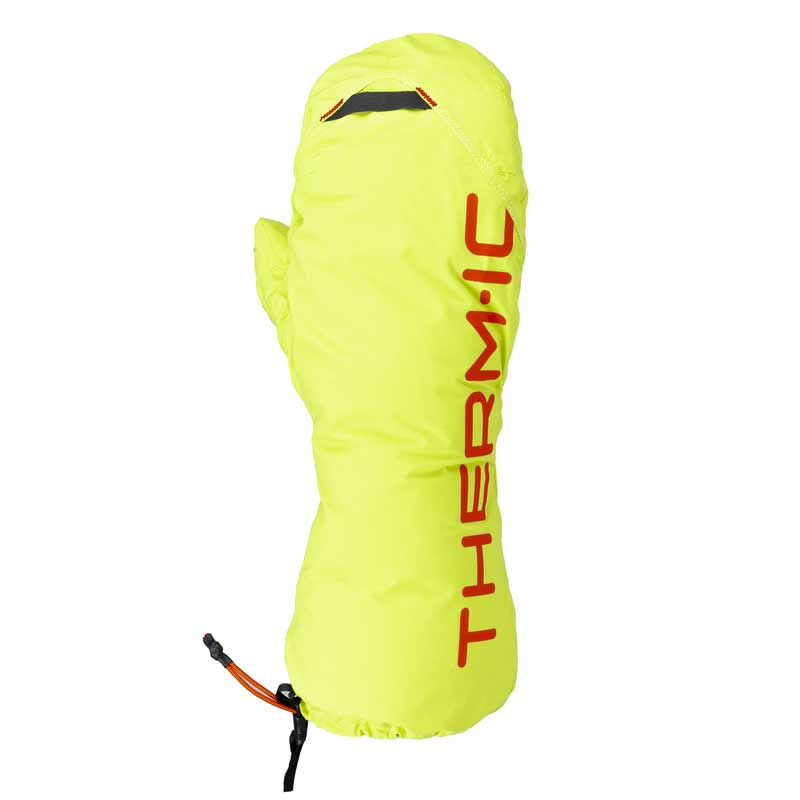 Gelber Therm-ic Mountain Ultra Warm Fäustling mit rotem Schriftzug seitlich.