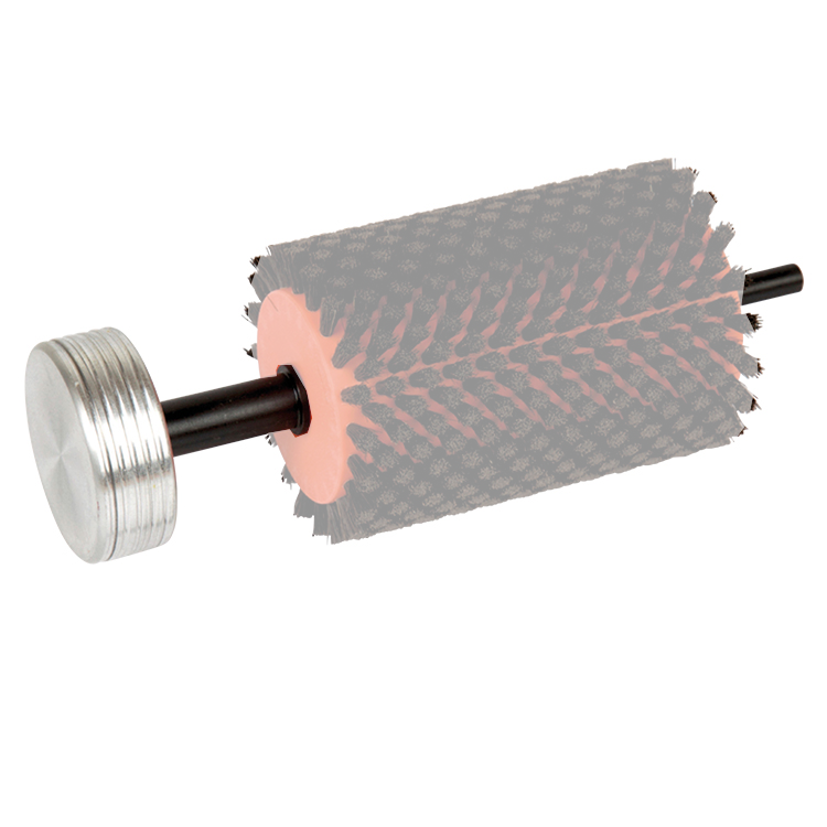 Gros plan sur Snoli Mandrin pour brosse rotative en aluminium. Mandrin en aluminium avec brosse rotative.