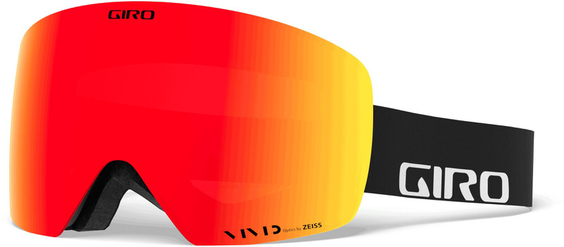Giro Contour Skibrille mit rot-gelber VIVID Scheibe und schwarzem Band mit Giro Logo.