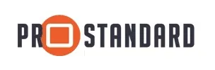 The Pro Standard brand logo on a white background. The letters 'PRO' are dark gray. The 'O' in 'PRO' is replaced by an orange circle containing a white, empty square. The letters 'STANDARD' are also dark gray.