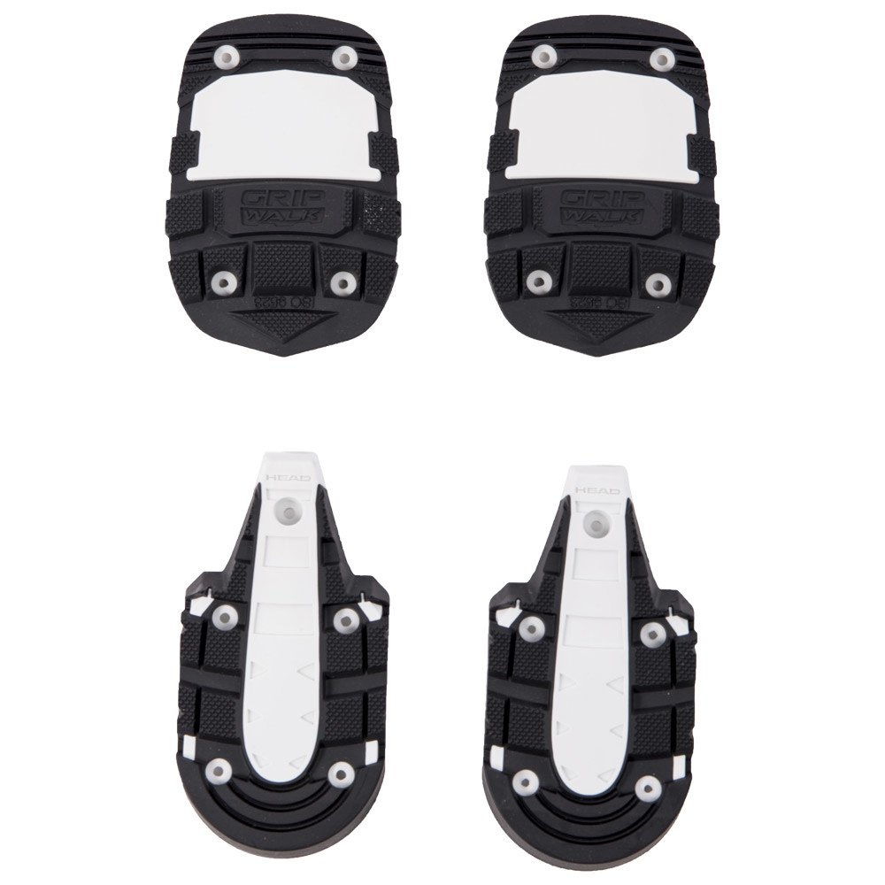 HEAD GripWalk Sohlen Vier HEAD GripWalk Sohlen mit schwarzem, geripptem Gummiprofil und weißen Kunststoffeinsätzen. Jeweils zwei für Ferse und Zehen.