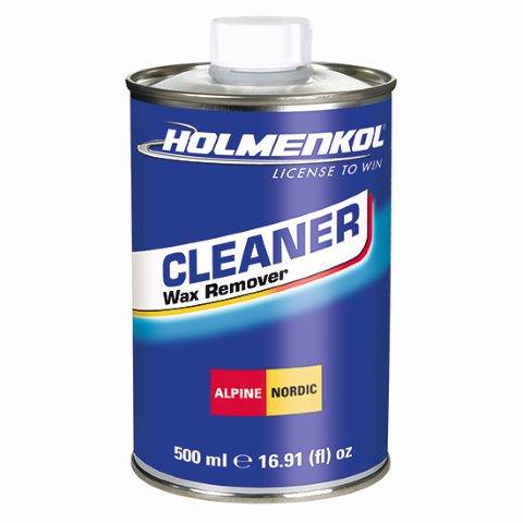 Dose Holmenkol Wachsentferner/Cleaner in blau mit weißem Deckel und Aufschrift "Cleaner Wax Remover".
