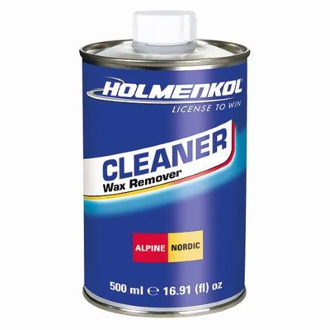 Dose Holmenkol Wachsentferner/Cleaner in blau mit weißem Deckel und Aufschrift "Cleaner Wax Remover".