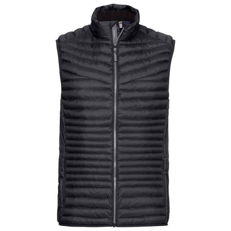 Schwarze Head Primo Vest mit Stehkragen und durchgehendem Reissverschluss mittig. Gestepptes Design, ärmellos.