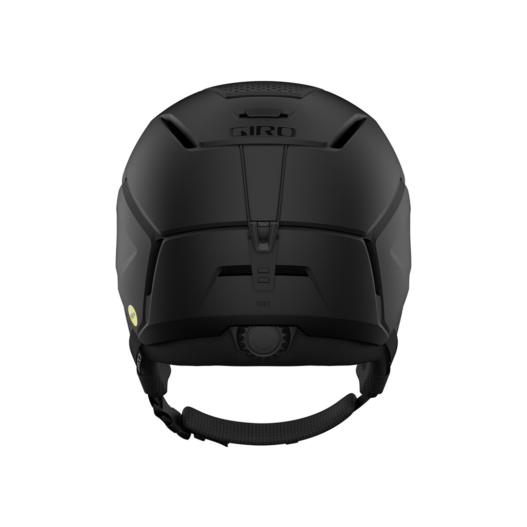 Vue détaillée de l'arrière du casque de ski noir mat Giro Tenet MIPS.