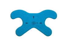 Blaue Sidas IPS B-Form Einlegesohle, flach ausgebreitet, mit Markierungen und "M" Größenangabe.
