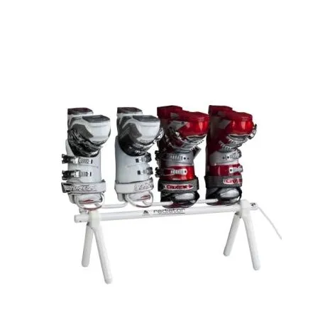 Alpenheat Radiator AD8: Boot dryer with four ski boots in white and red on a white drying rack.