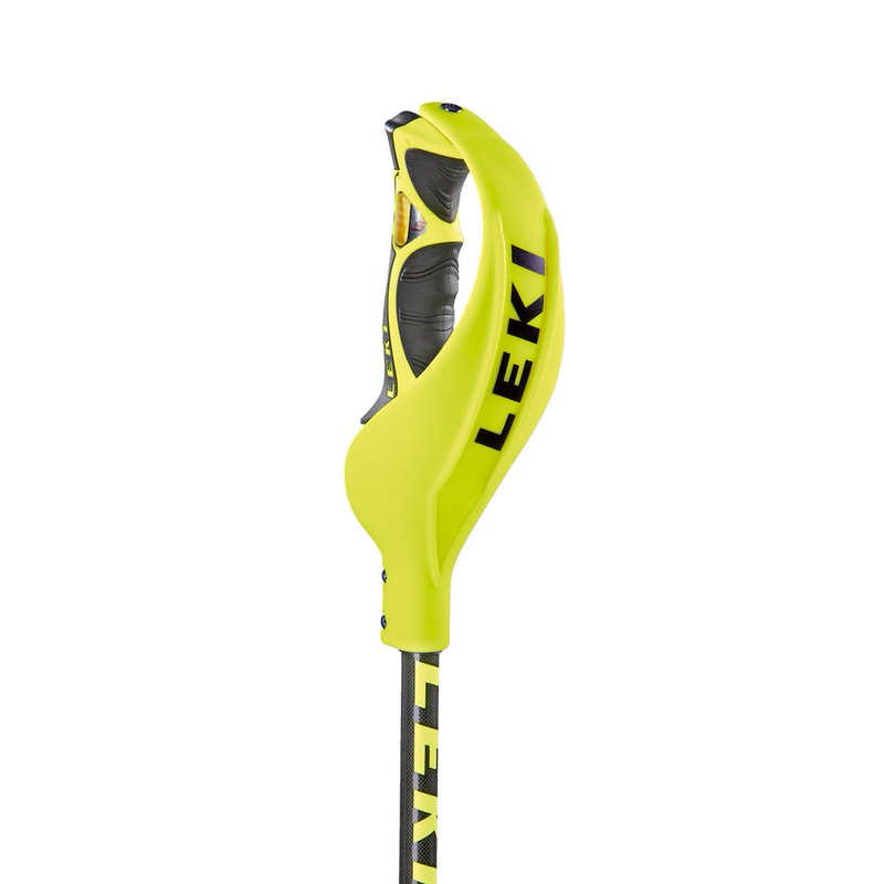 Hellgrüner Leki Schlagschutz-Bügel Lite TR-S am Skistock mit schwarzem Griff.